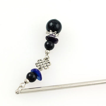 Tribal Style Black Beads Tassel Hair Stick